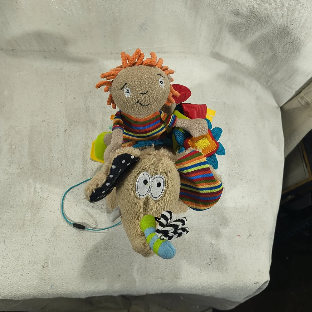 Dolce Multicolored Plush Doll and Elephant Pull Toy Set